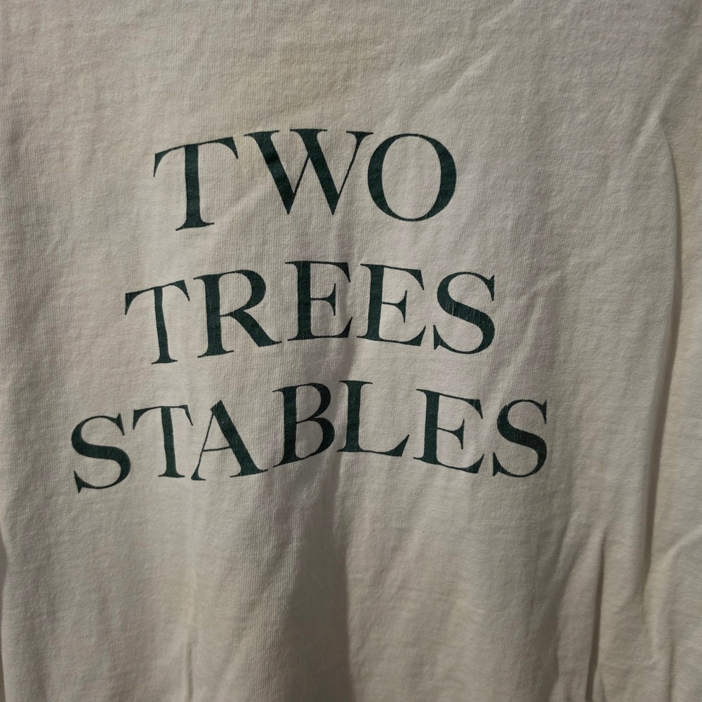Vintage Fruit of the Loom Two Trees Stables T-Shirt Cream 90s Single Stitch L - Picture 6 of 8